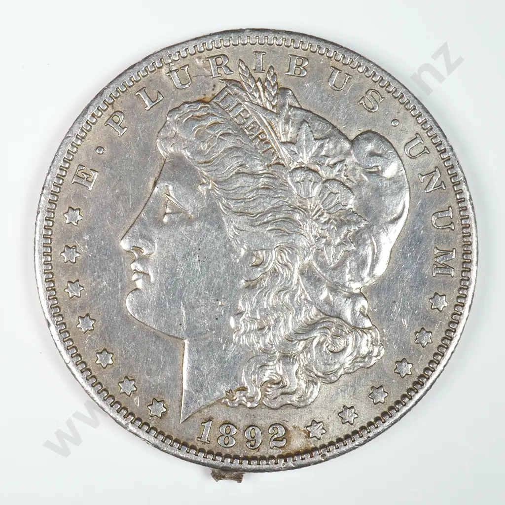 Morgan Dollar: 1892 S - Mount Marks On Reverse And Edge, Else Extremely Fine. Image 1++