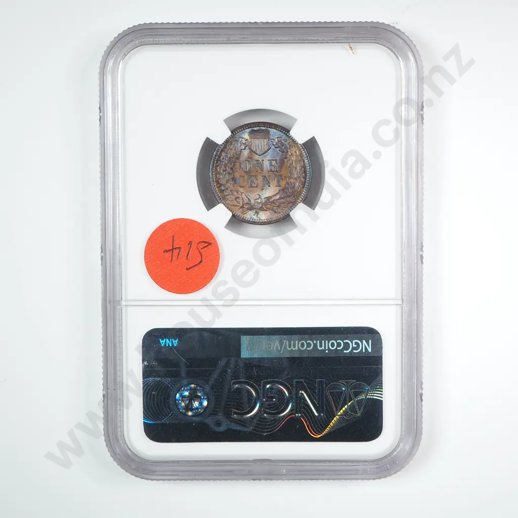 Slabbed And Graded Coin: 1890 One Cent - MS63 C.V USD $100 ( NZD $175 ) Image 1++