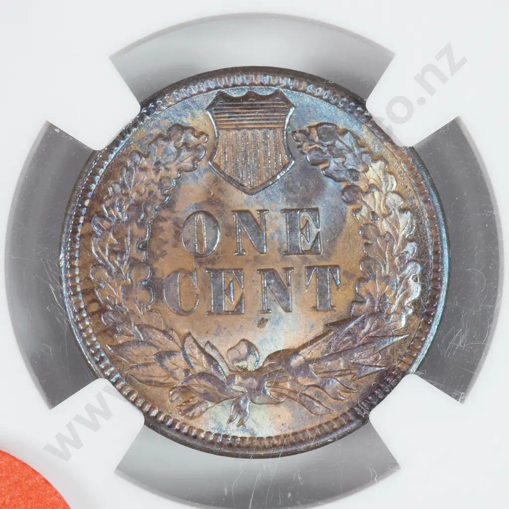 Slabbed And Graded Coin: 1890 One Cent - MS63 C.V USD $100 ( NZD $175 ) Image 1++