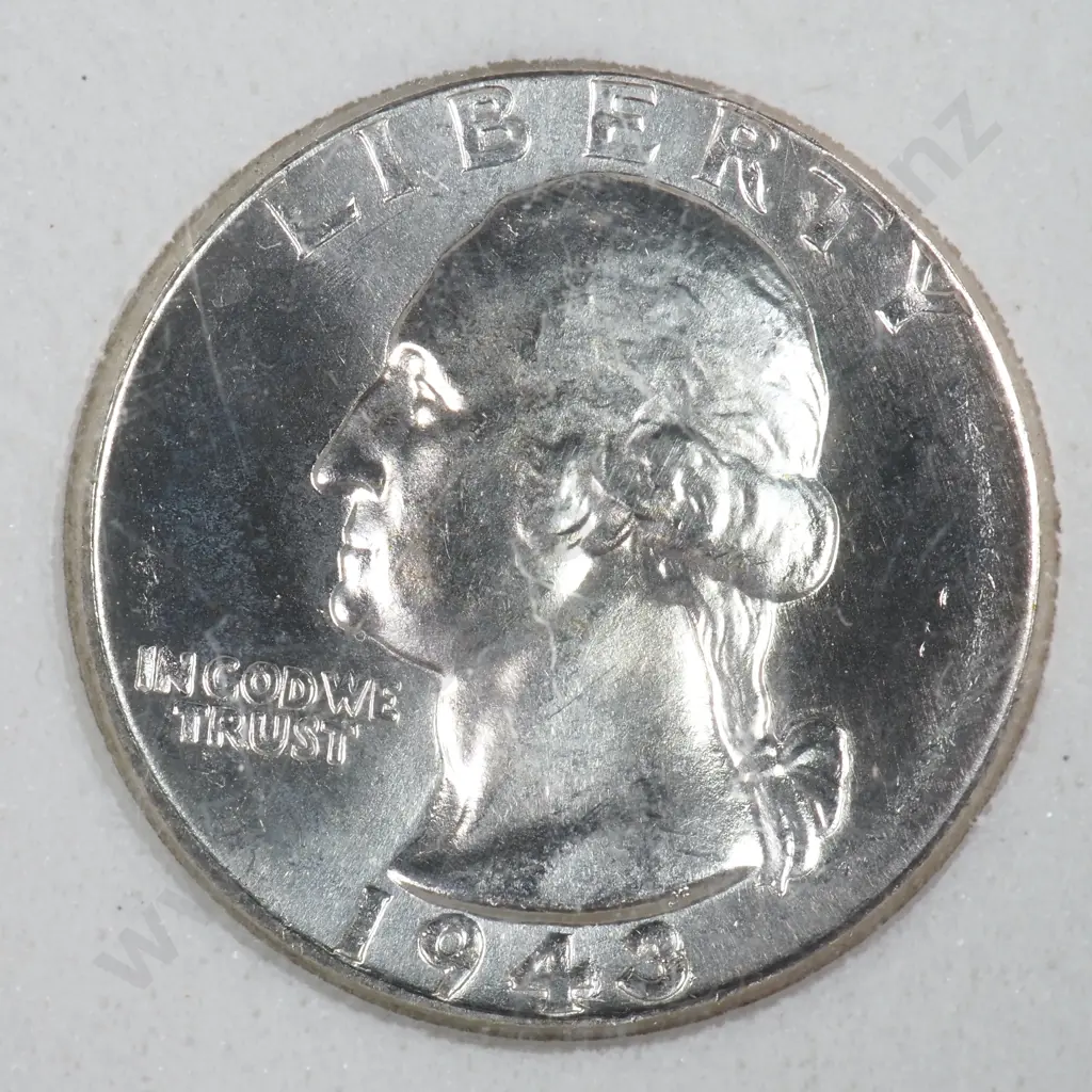 Slabbed And Graded Coin: 1943 Quarter Dollar - MS70 C.V For MS65 USD $56 ( NZD $55 ) Image 1++