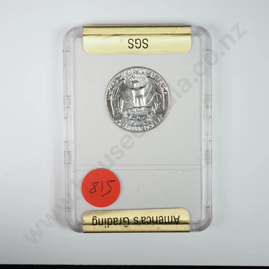 Slabbed And Graded Coin: 1943 Quarter Dollar - MS70 C.V For MS65 USD $56 ( NZD $55 ) Image 1++