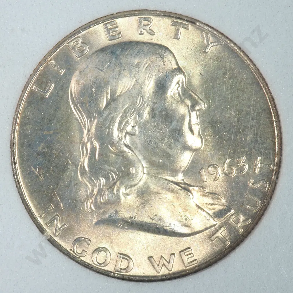 Slabbed And Graded Coin: 1963 Half Dollar - MS66 C.V USD $76 ( NZD $130 ) Image 1++