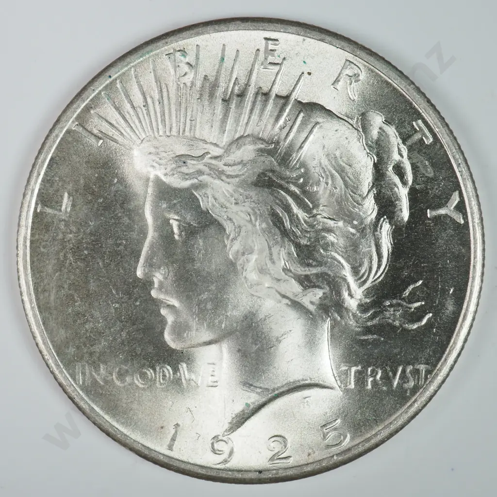 Peace Dollar: 1925 - MS60 C.V USD $99 ( NZD $170 ) MS65 C.V USD $237 ( NZD $410 ) Image 1++
