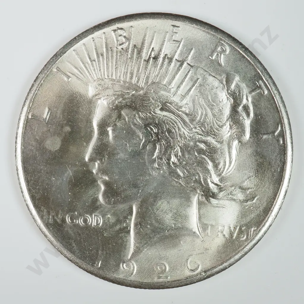 Peace Dollar: 1926 - MS60 C.V USD $143 ( NZD $250 ) MS65 C.V USD $682 ( NZD $1185 ) Image 1++