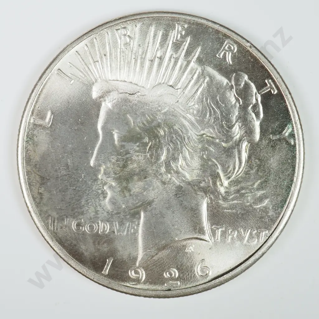 Peace Dollar: 1926 S - MS60 C.V USD $130 ( NZD $225 ) MS65 C.V USD $1041 ( NZD $1810 ) Image 1++