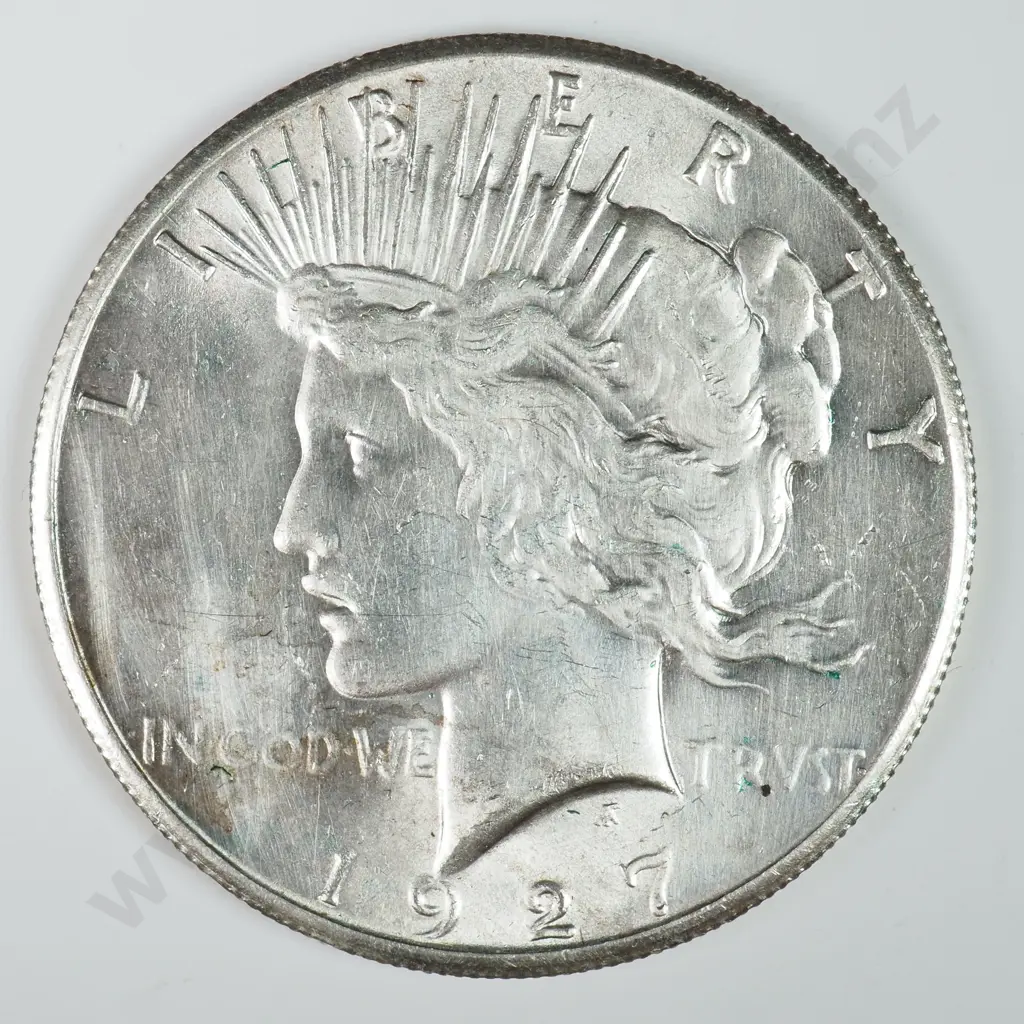 Peace Dollar: 1927 - Almost Uncirculated. C.V USD $130 ( NZD $225 ) Image 1++