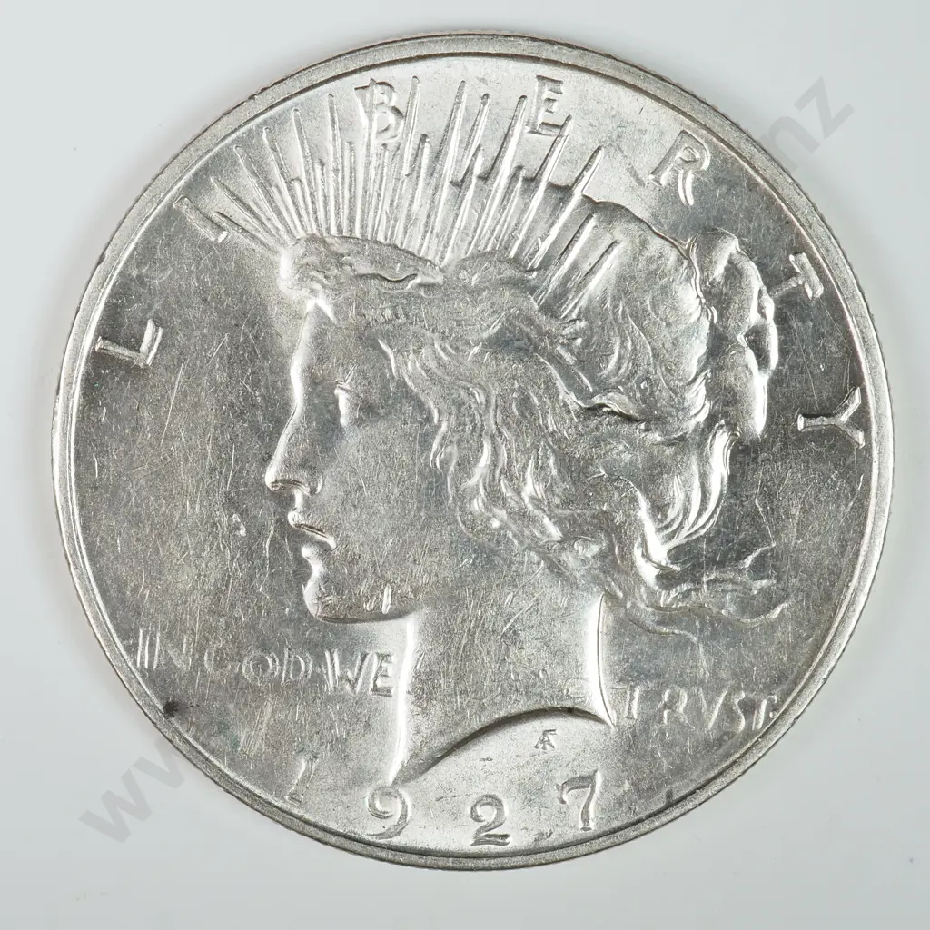 Peace Dollar: 1927 D - Extremely Fine. C.V USD $124 ( NZD $215 ) Image 1++