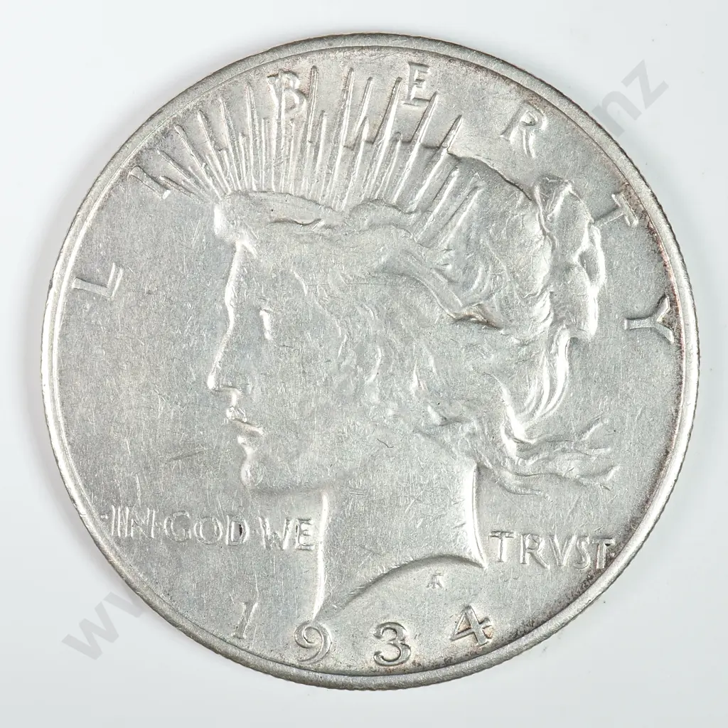 Peace Dollar: 1934 S - Very Fine. C.V USD $130 ( NZD $225 ) Image 1++