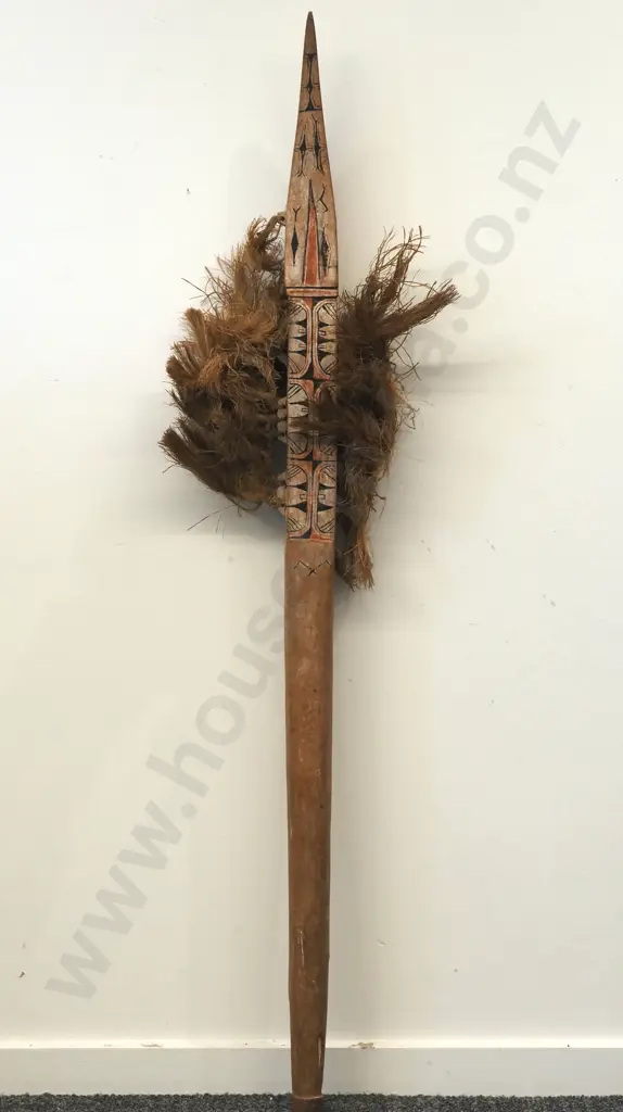 Solomon Islands Style Club w Flax Accents & Painted Details Image 1++