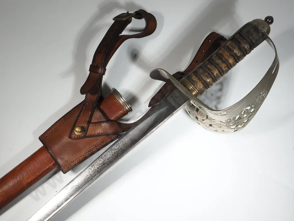 George 5th 1897 Pattern Sword - Made by W H Turner & Company Sheffield - Some Damage to Bottom of Scabbard  Image 1++