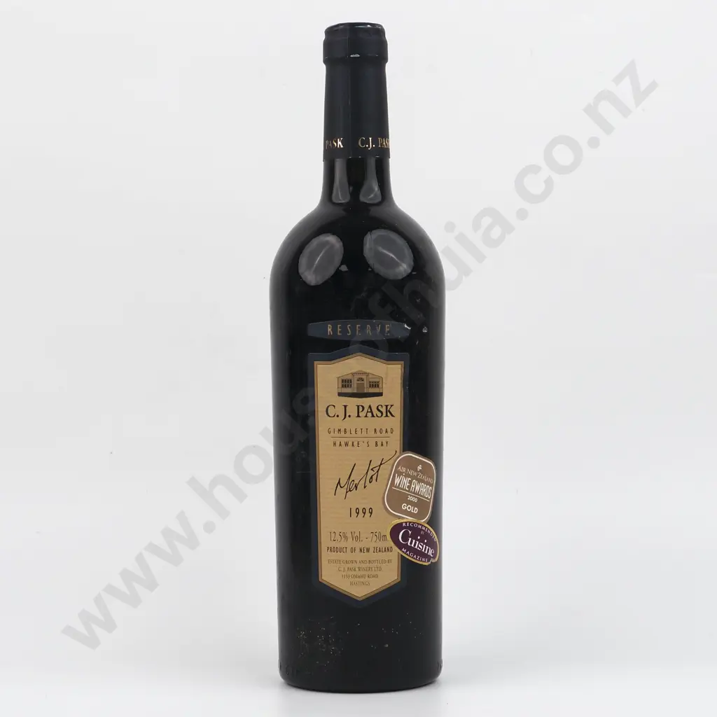 1999 C.J. Pask Gimblett Gravels Merlot - Hawke's Bay, Gisbourne. Image 1++