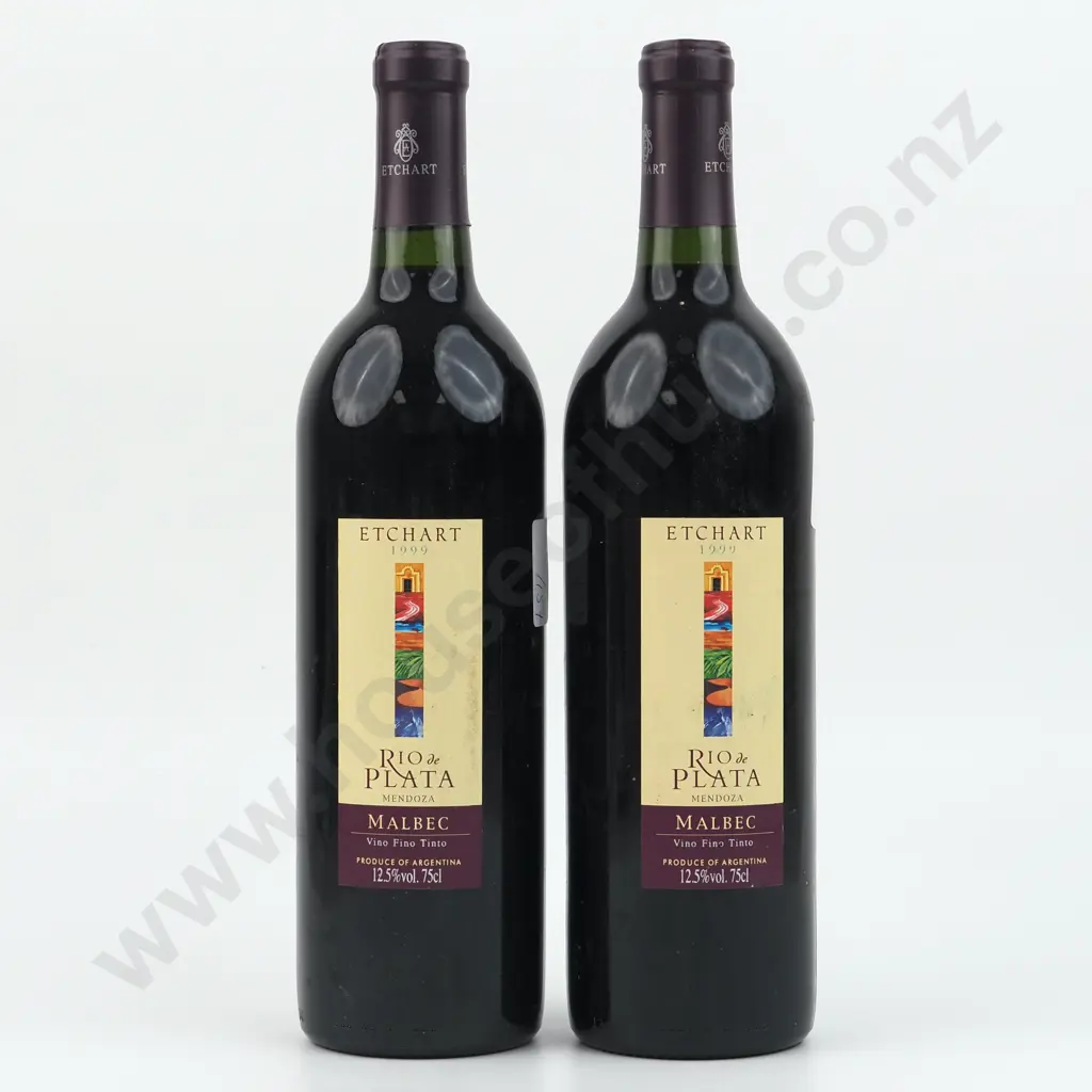 Two Bottles 1999 Etchart Rio De Plata Mendoza Malbec - Argentina. Image 1++