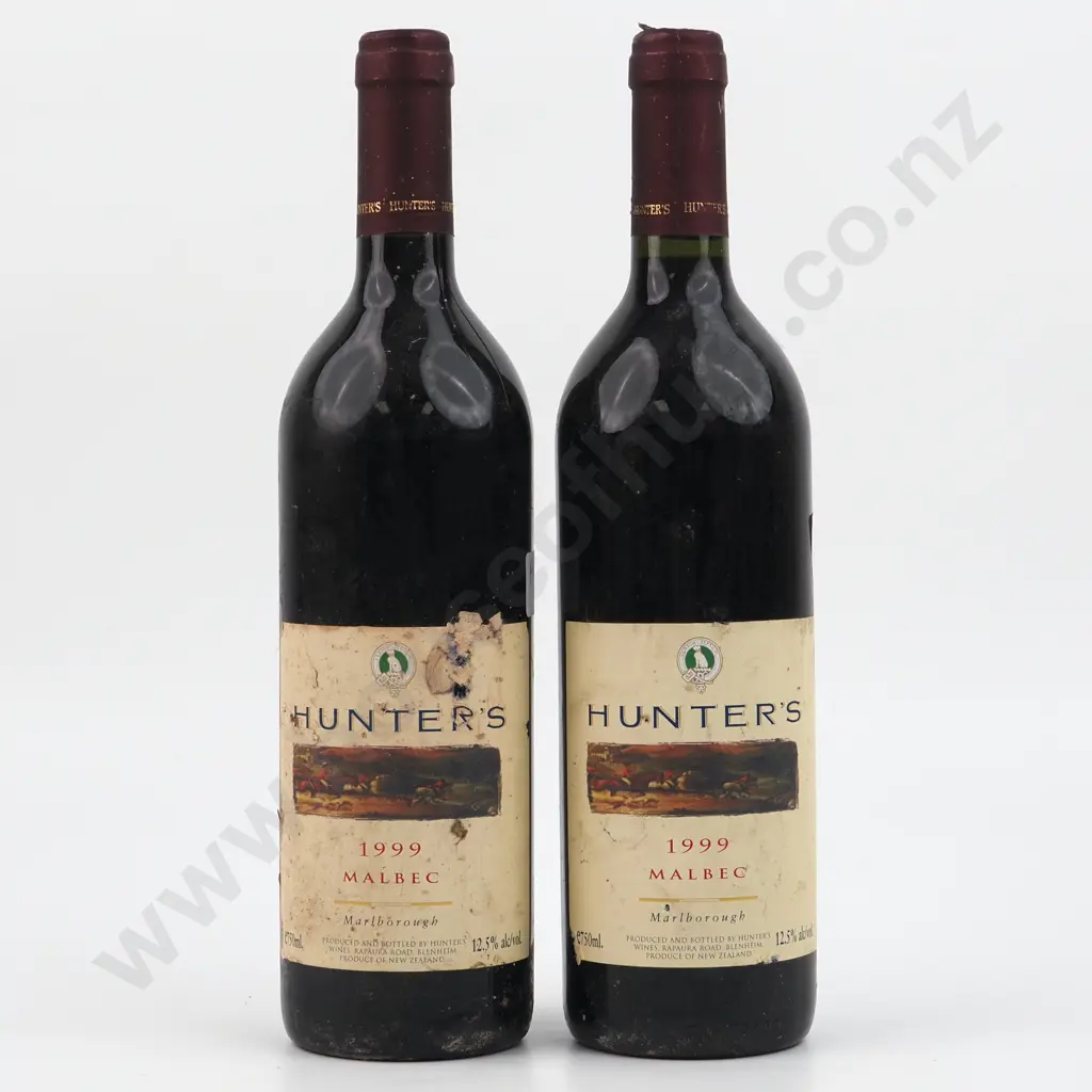 Two Bottles 1999 Hunter's Malbec - Marlborough. Image 1++