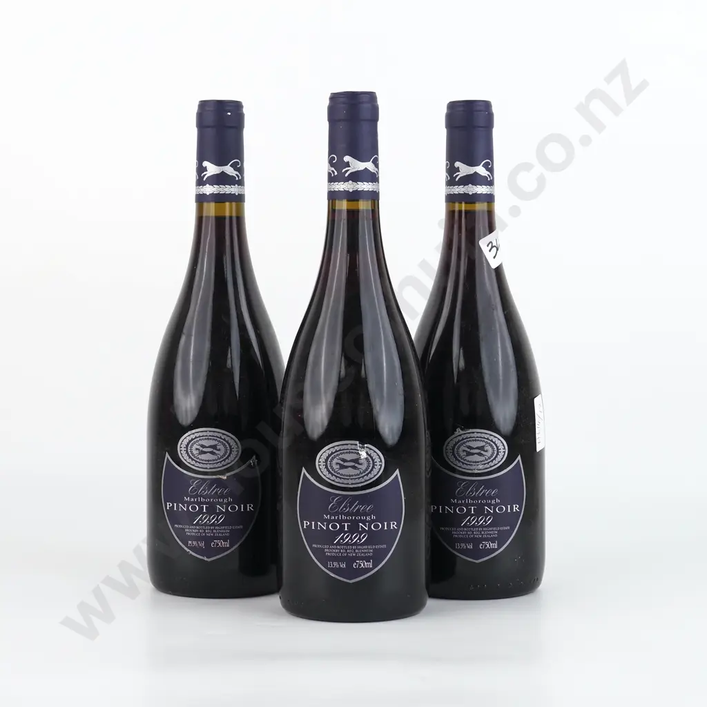 Three Bottles 1999 Highfield Estate Elstree Pinot Noir - Marlborough. Image 1++