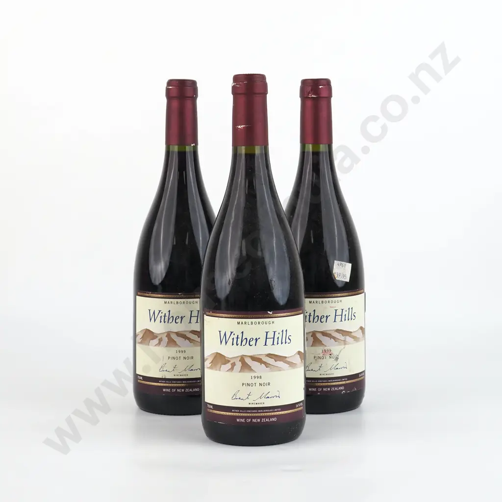 Three Bottles 1998 Wither Hills Pinot Noir - Marlborough. Image 1++