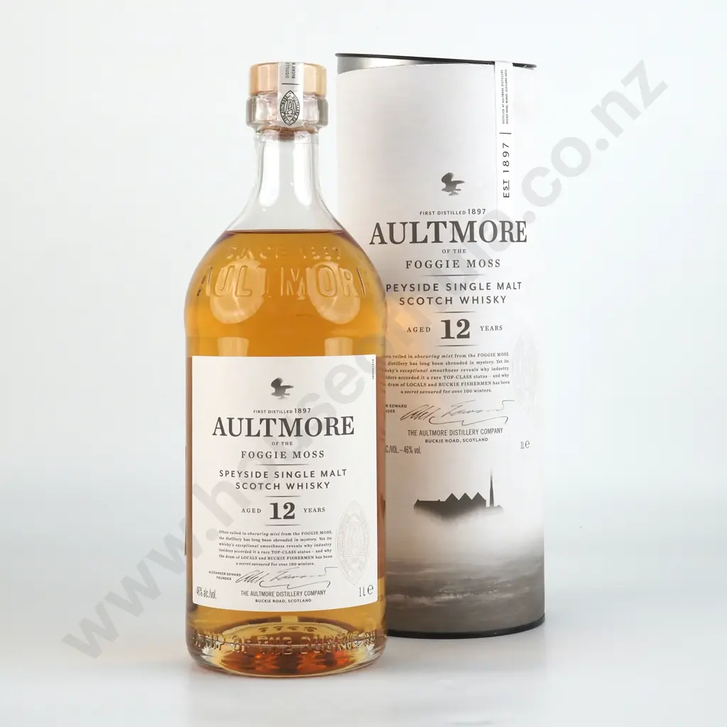 Aultmore of the Foggie Moss 12 Year Old Single Malt Scotch Whisky Speyside, Scotland. 1lt Image 1++