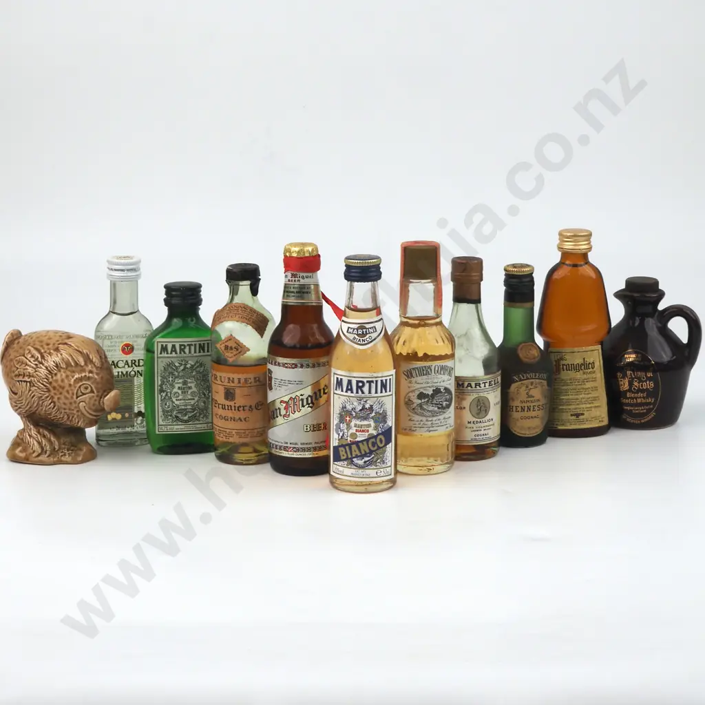 Quantity Of Miniature Alcohol Bottles Including Barcadi, Cognac, Bourbon & Beneagles Decanter "Haggis" Image 1++