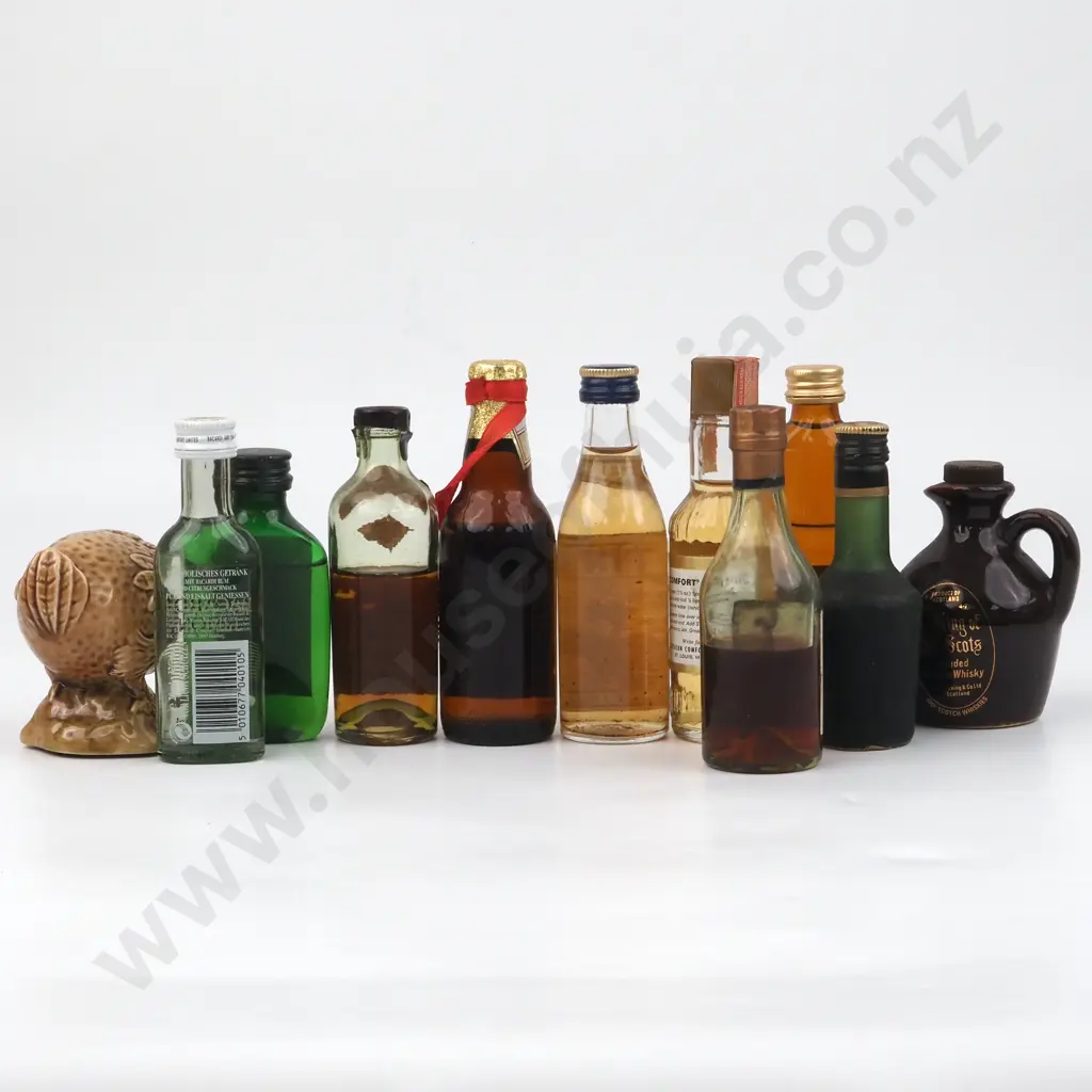 Quantity Of Miniature Alcohol Bottles Including Barcadi, Cognac, Bourbon & Beneagles Decanter "Haggis" Image 1++