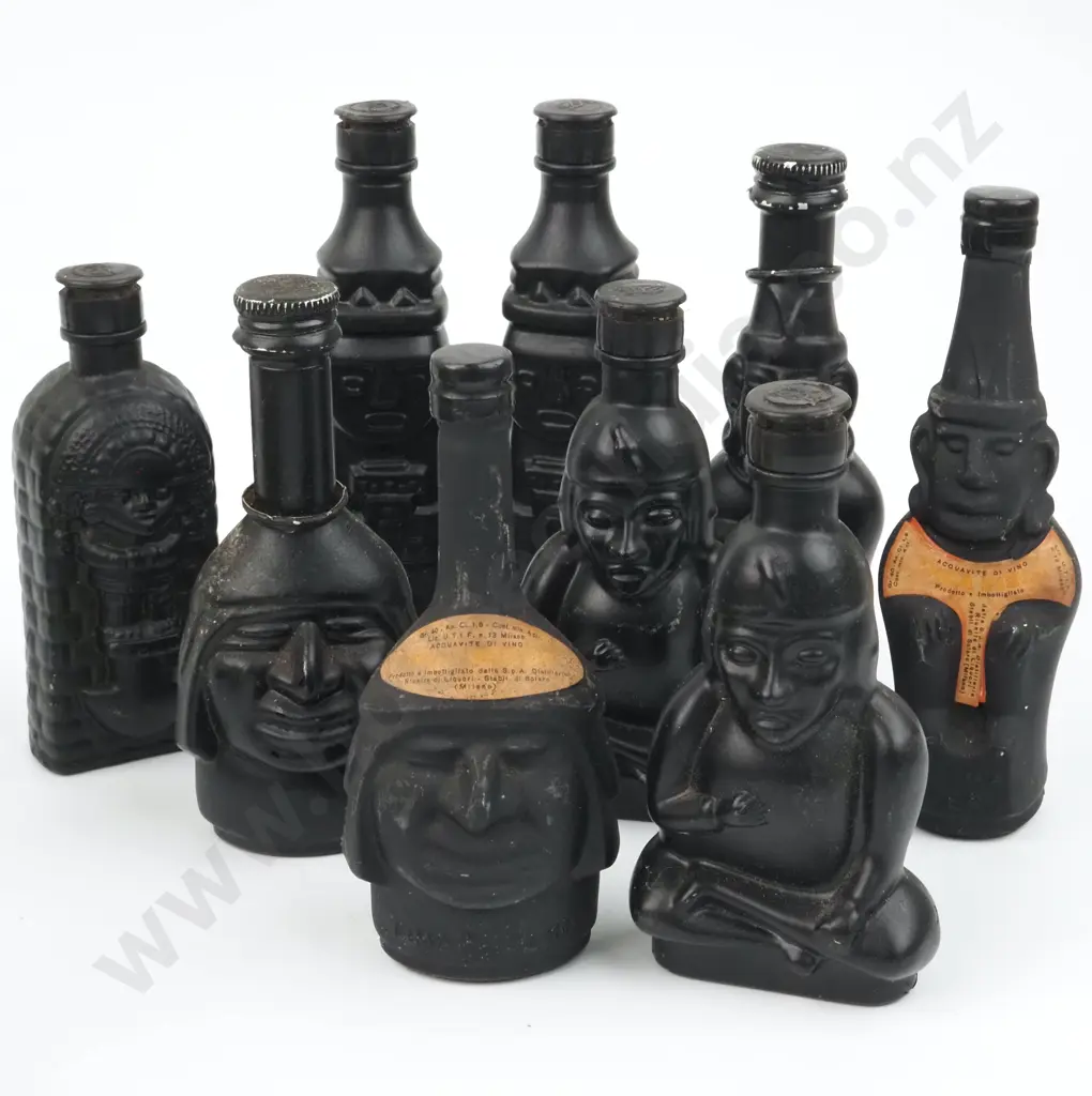 Box Of Miniature Alcohol Bottles Including  A Large Number Of Vok & Inca Pisco Black Face  (Grape Brandy) Bottles Image 1++