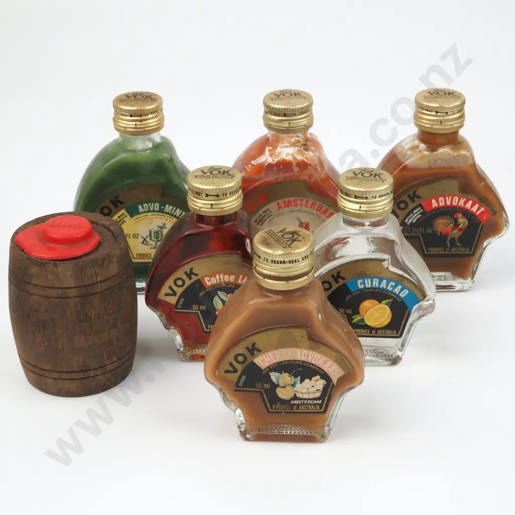 Box Of Miniature Alcohol Bottles Including  A Large Number Of Vok & Inca Pisco Black Face  (Grape Brandy) Bottles Image 1++