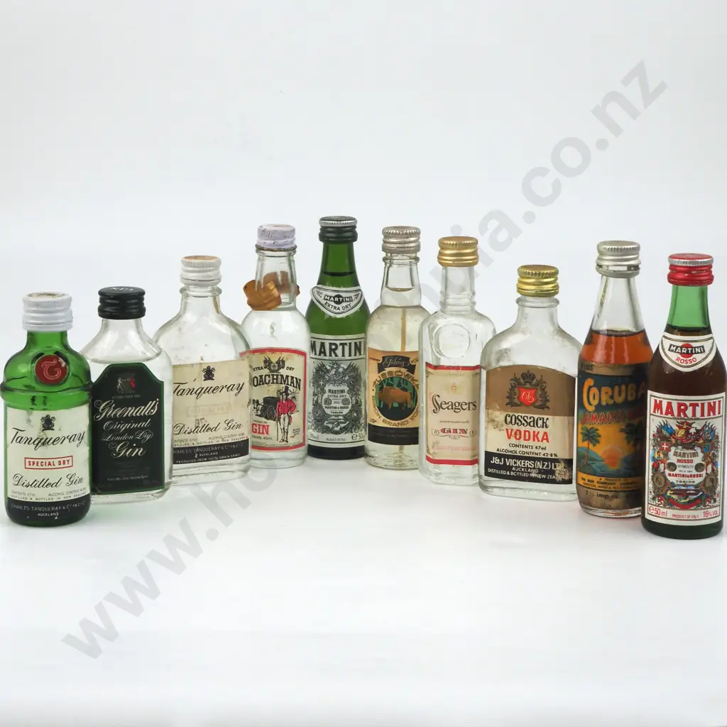 Collection Of Miniature Alcohol Bottles Including Gin, Martini, Rum, Image 1++