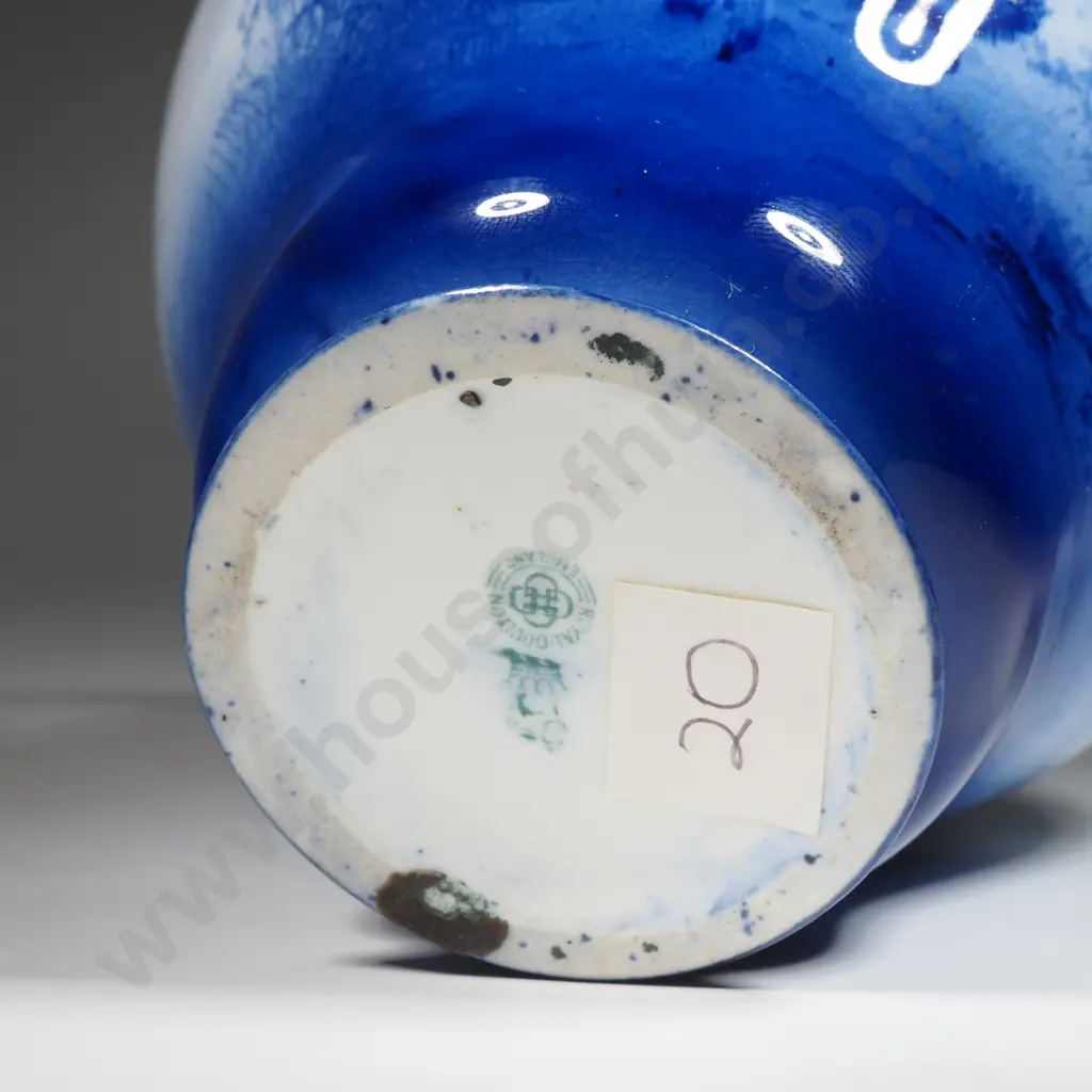 Royal Doulton Double Handled Gilt Blue Children’s Ware Vase Depicting A Mother & Child In The Snow Image 1++