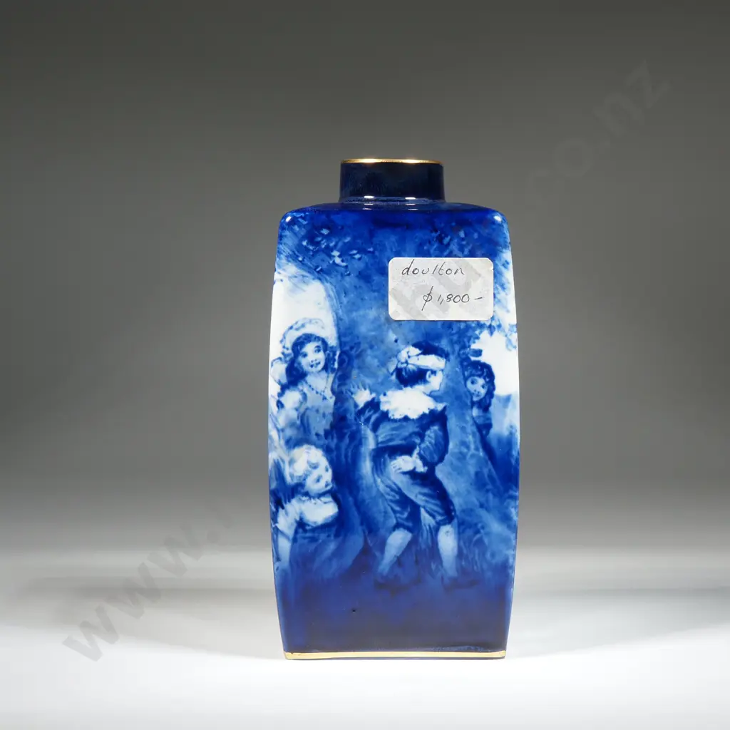 Royal Doulton Blue Children  Square Form Vase  Depicting Three Children Playing Blind Mans Buff Under A Tree Image 1++