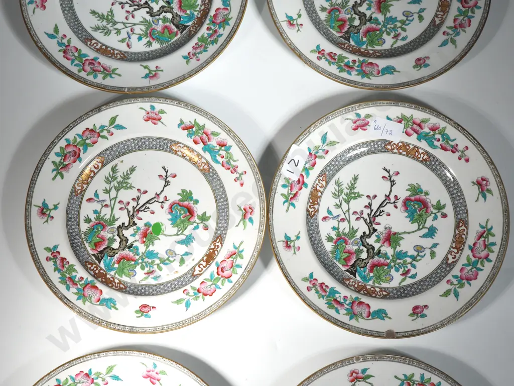 Set Of Six Antique Imari Minton New Stone 1860 Floral Dinner Plates Image 1++