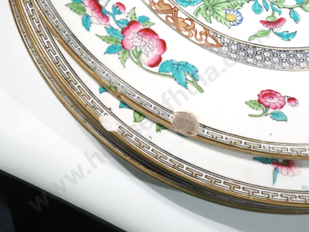 Set Of Six Antique Imari Minton New Stone 1860 Floral Dinner Plates Image 1++
