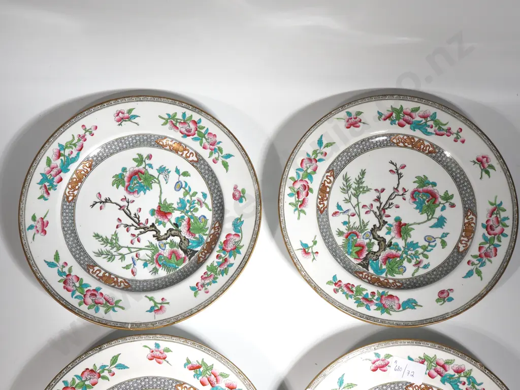 Set Of Six Antique Imari Minton New Stone 1860 Floral Dinner Plates Image 1++
