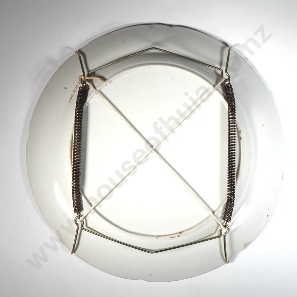 Pair Of Antique Davenport Stone China Plates Featuring A Chinoiserie Pattern with Stork & Floral Motifs (A/F) Image 1++