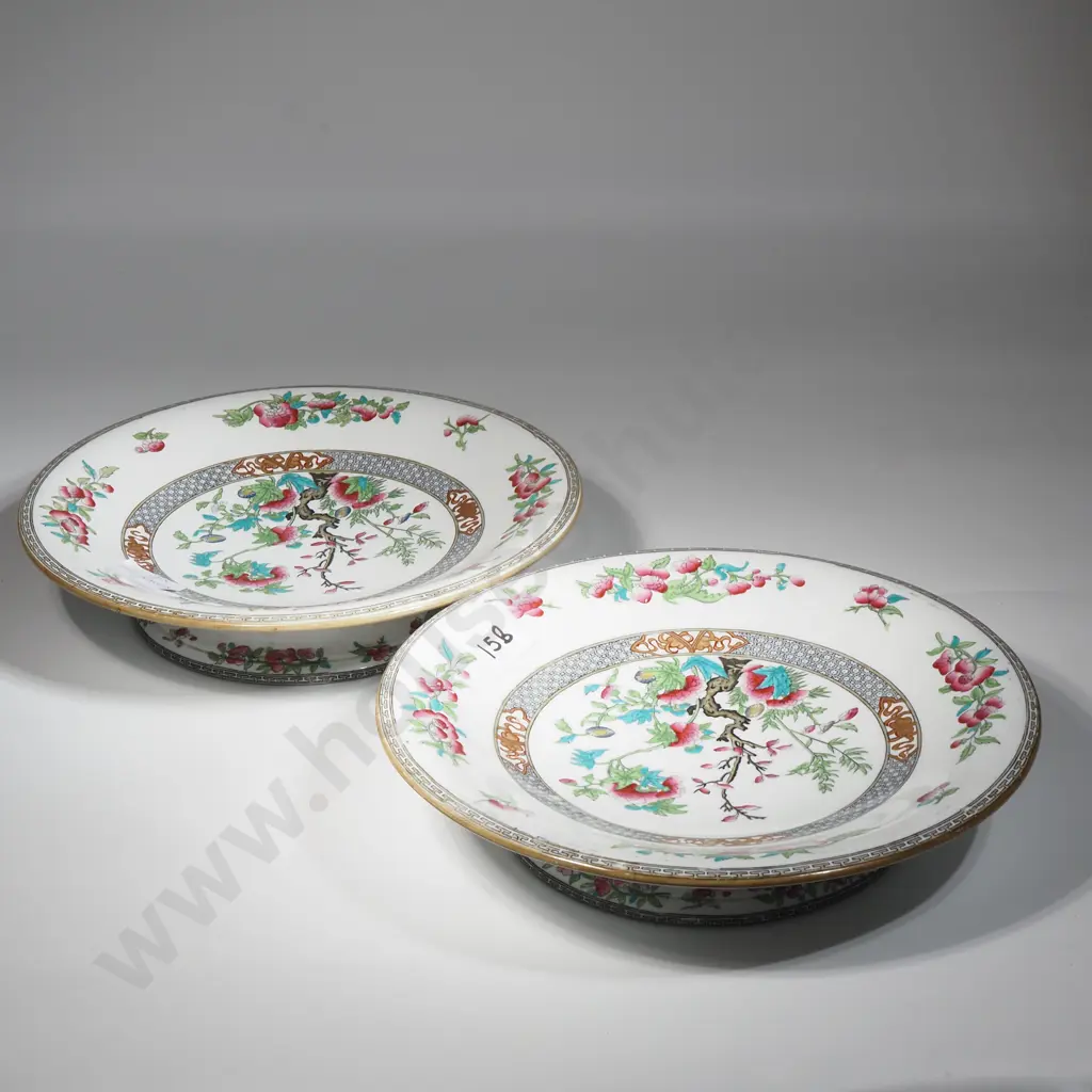 Pair Of Antique Circular Imari Minton New Stone 1860 Floral Comport Cake Stands Image 1++