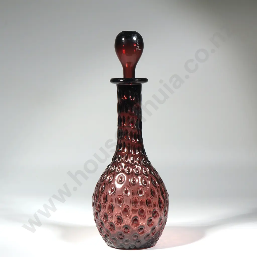 Vintage Empoli Glass Genie Bottle Decanter Or Hobnail Decanter Circa 1960 Image 1++