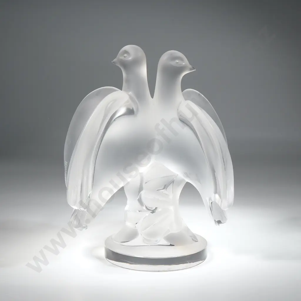 Lalique Frosted Crystal "Ariane" Two Doves  Figurine Image 1++