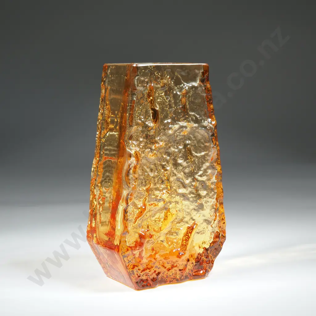 Whitefriars "Coffin" Vase In Tangerine Glass Designed By Geoffrey Baxter  Image 1++