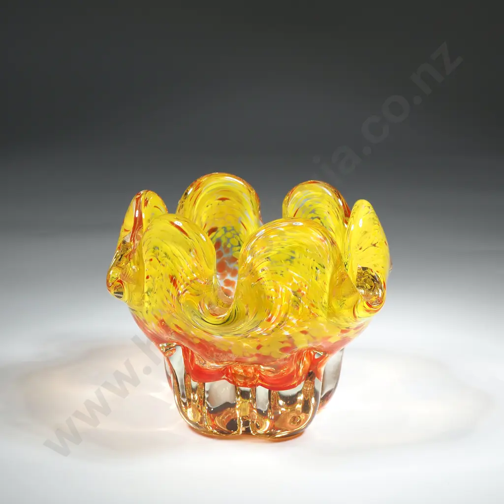 Vintage Yellow/Orange  Murano Style Art Glass Bowl  Image 1++