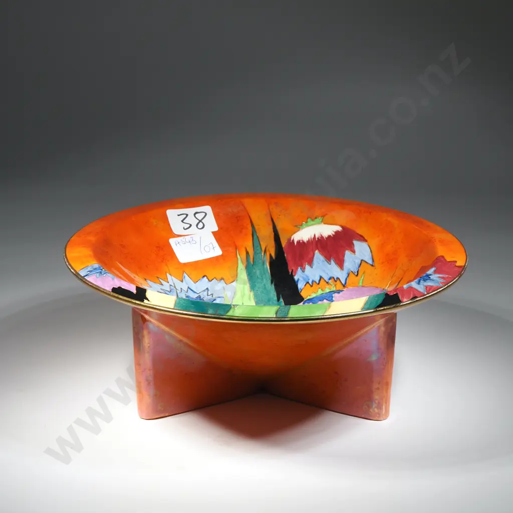 Carlton Ware Lustre Footed Bowl w Anemone Pattern 3694 Image 1++