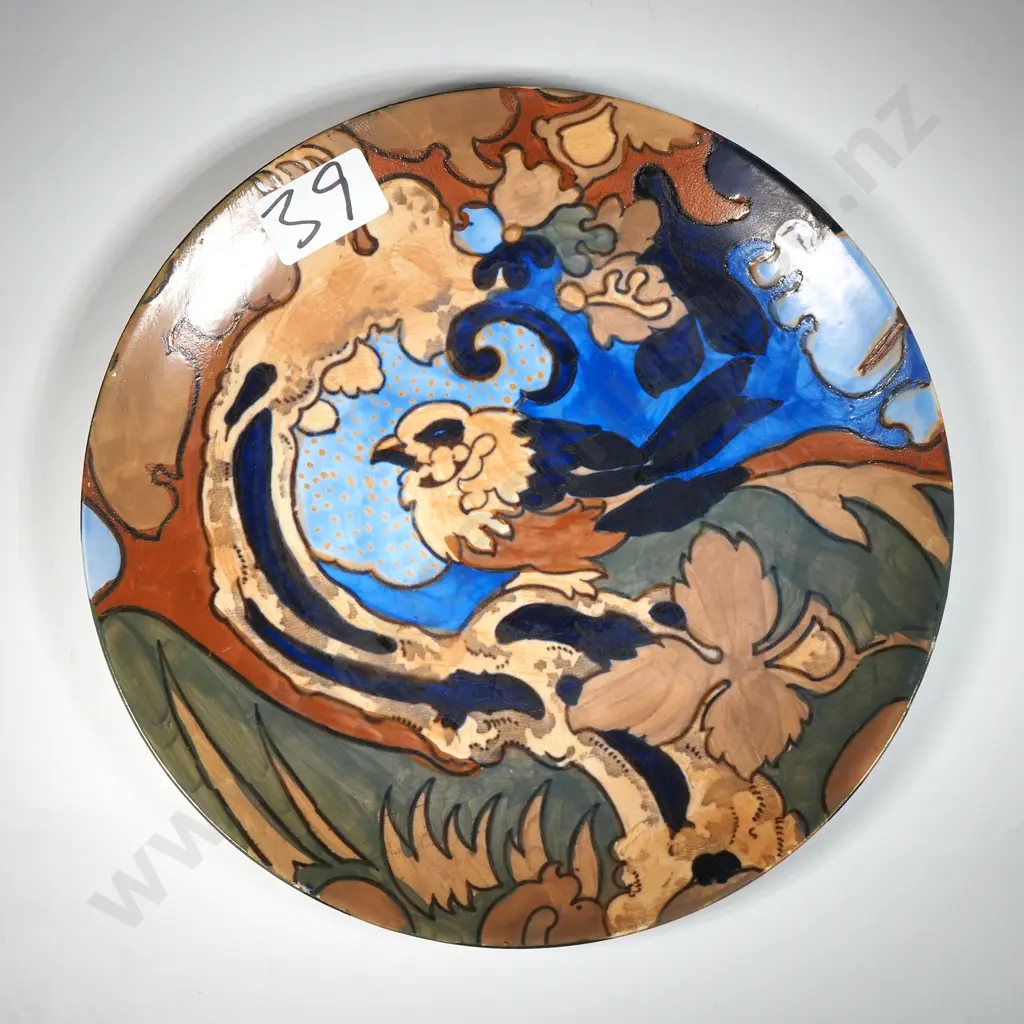 Art Deco  20's Bursley Ware England Amstel Frederick Rhead Bird Plate Image 1++