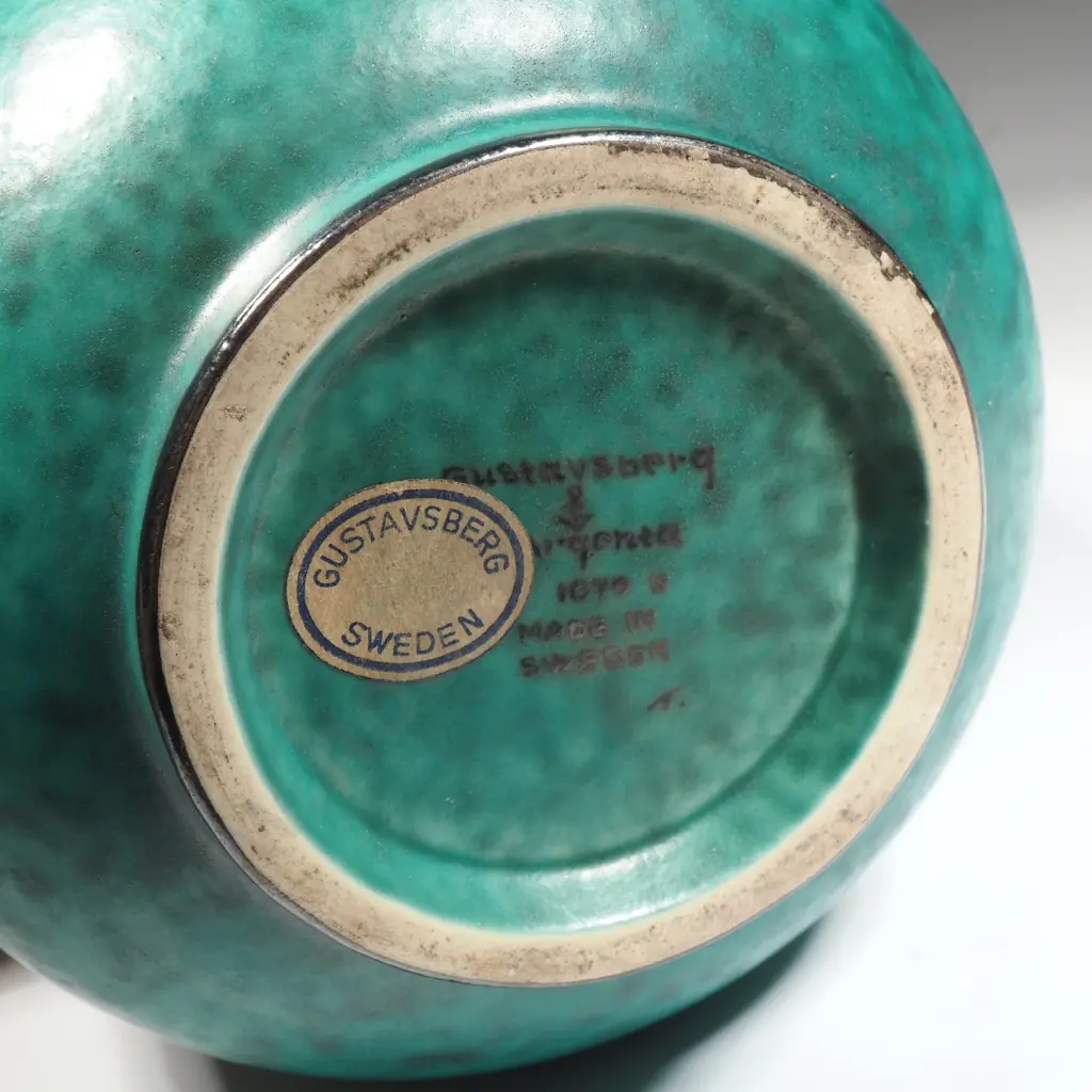 Flora & Fauna Stoneware Vase - Wilhelm Kage - Argenta - Gustavberg Sweden - Circa 1949 Image 1++