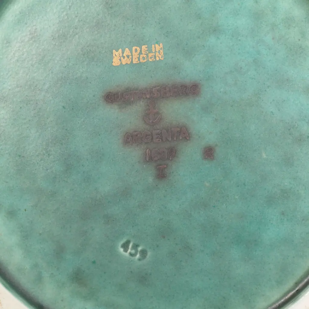 Griffen Stoneware Plate - Wilhelm Kage - Argenta - Gustavberg Sweden - Circa 1949 Image 1++