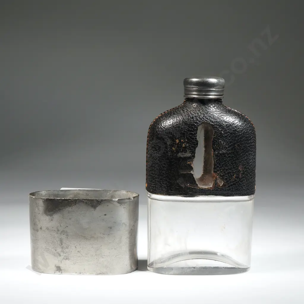 Antique Pewter Hipflask & Cup  Image 1++