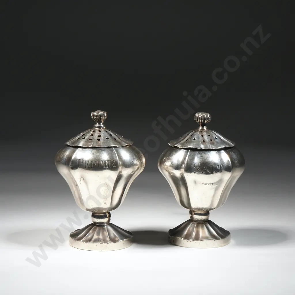 Pair Of  Salt & Pepper Condiments. 800 Silver Image 1++