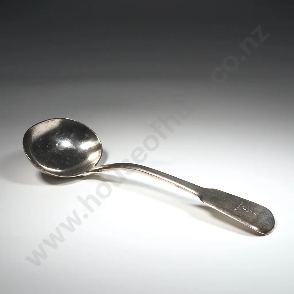 Sterling Silver Crested Sauce Ladle - Georgian Hallmark Image 1++