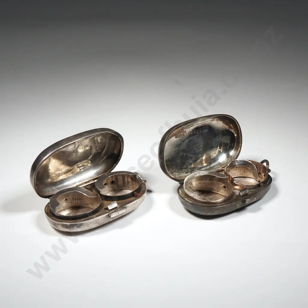 Two Sterling Silver Double Sovereign Holders Both Missing Insides A/F Image 1++