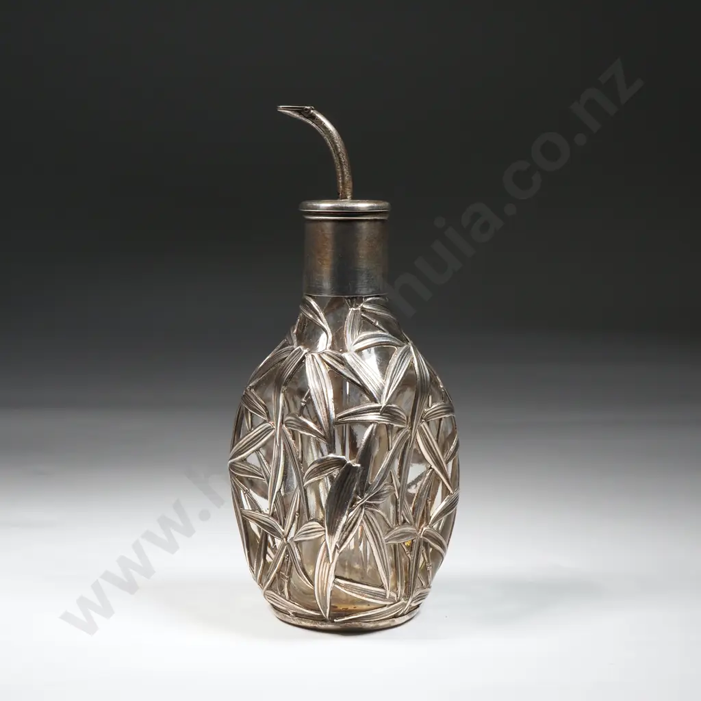 Chinese Sterling Silver Export Bamboo Overlay Pattern Bottle Commonly Used For Various Liquids Including Oils Or Bitters Image 1++