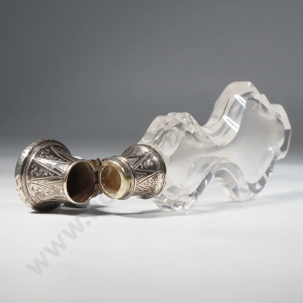 Antique Sterling Silver &  Faceted Glass Perfume Bottle  Image 1++