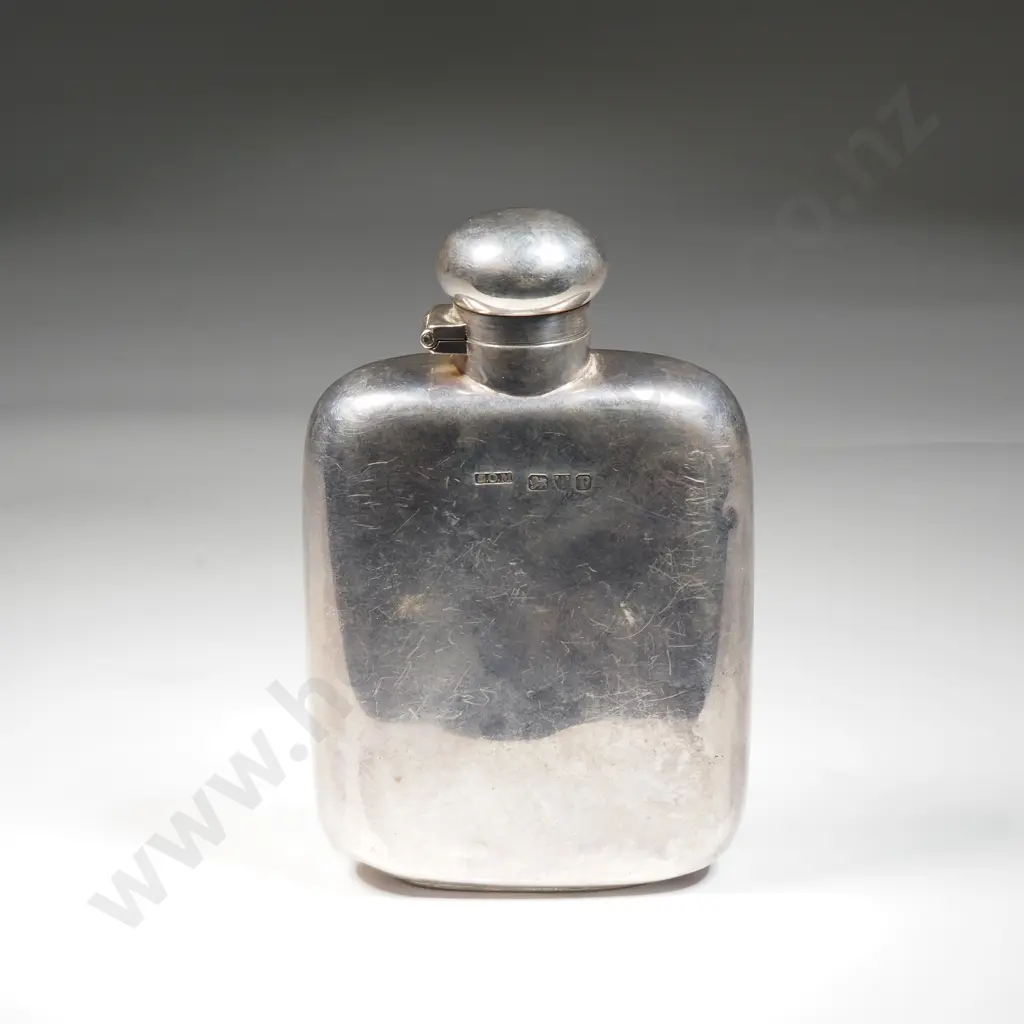 Sterling Silver Hipflask w English Hallmarks Image 1++