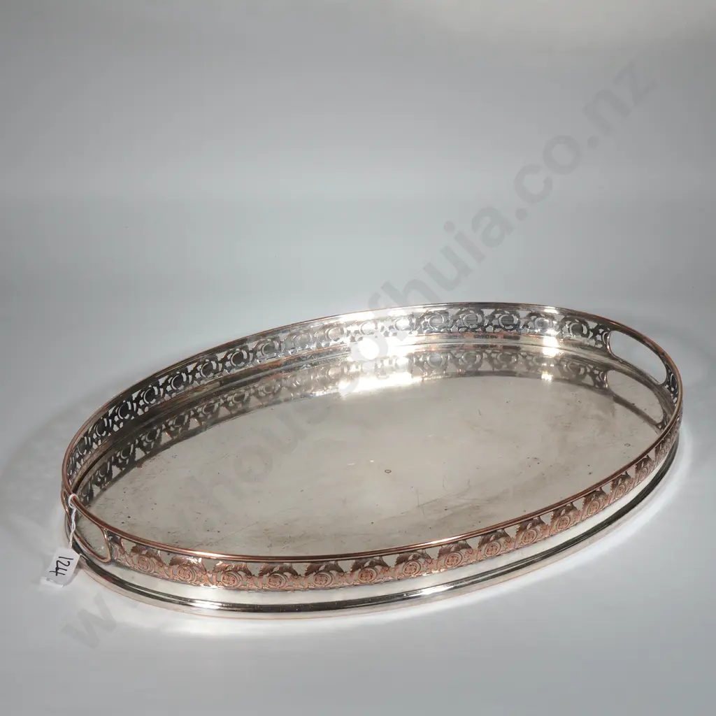 Large Silver On Copper Oval Gallery Tray Image 1++