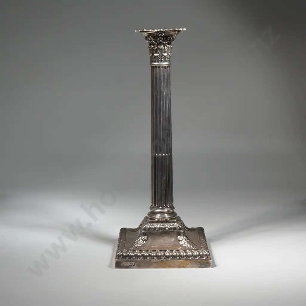 Vintage Sterling Silver Corinthian Column Candlestick Converted To Lamp - Sheffield 1943–1967 Image 1++