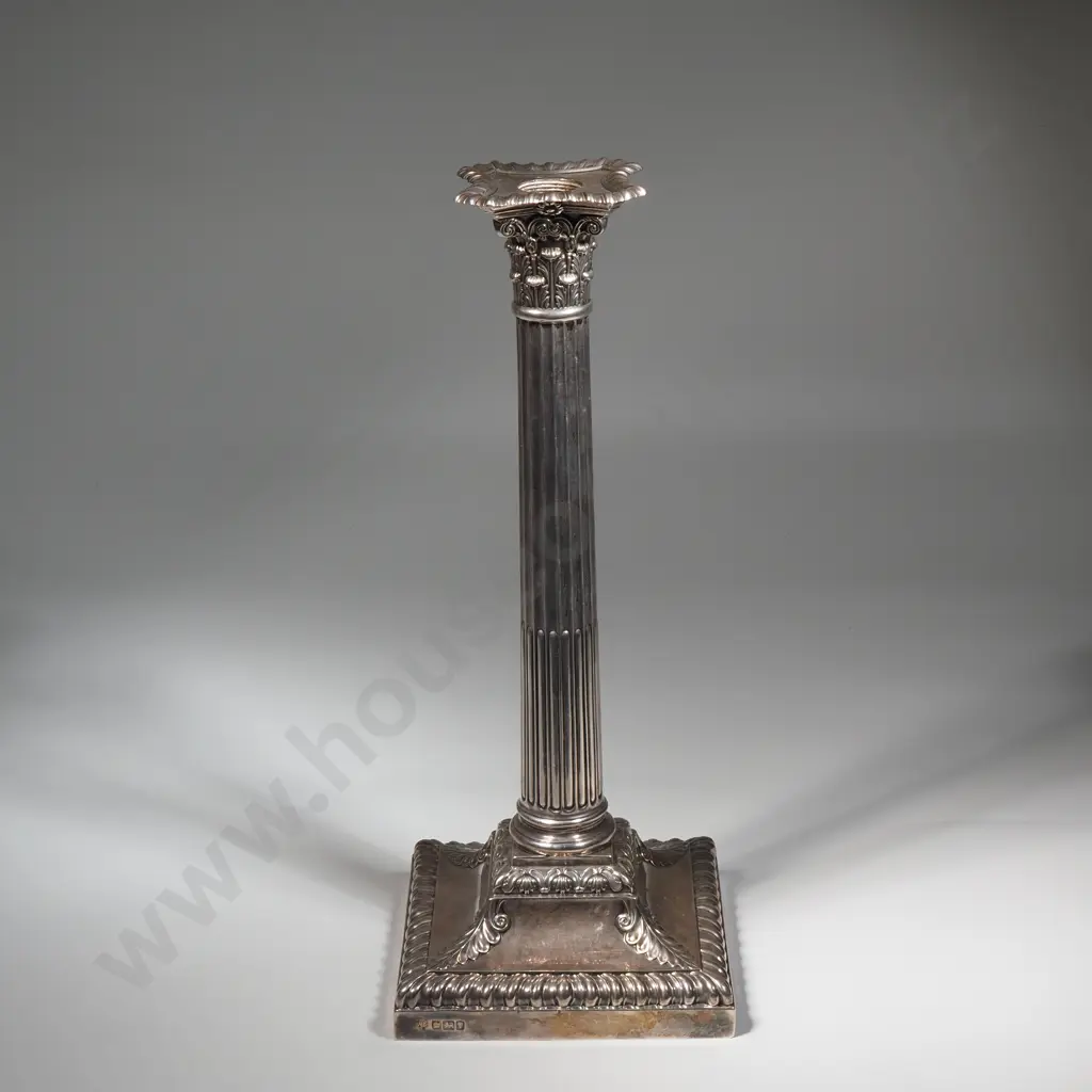 Vintage Sterling Silver Corinthian Column Candlestick Converted To Lamp - Sheffield 1943–1967 Image 1++